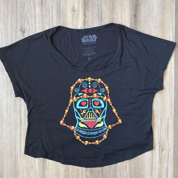 Star Wars Women's XL Sugar Skull Darth Vader T-Shirt Tee Disney Day Of The Dead - Picture 3 of 14